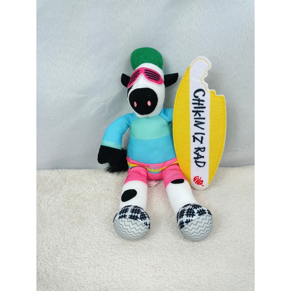 Chick-fil-A‎ Plush Cow Surfer Dude Stuffed Animal 10" Chikin Iz Rad Surfboard